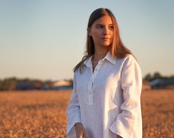 Tunique 100% Lin, Robe d’été pour femmes