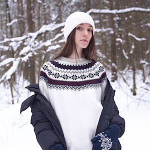 Women&#39;s Wool Sweater, Nordic Jumper, Knitted Woolen Sweater