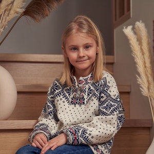 Wool Kid's traditional jumper, Knitted Sweater For Kids image 2