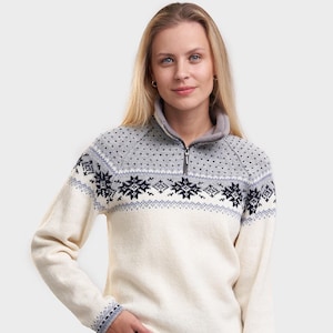 Wool Christmas Sweater: Scandinavian Knit Jumper with Zipper