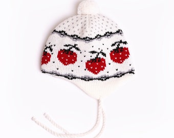 Wool Kid's Hat with Strawberries