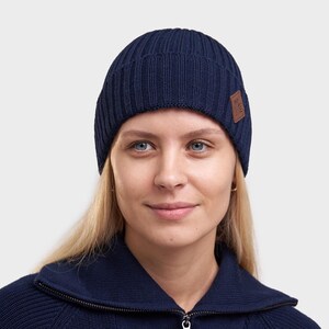 Merino Wool Hat, Warm Winter Beanie, Ribbed Knitted Hat For Men and Women, Unisex Fisherman Cap, Soft Wool Hat, Christmas Gift For Couples