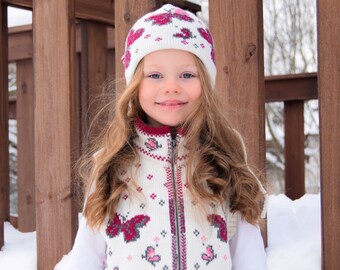 Wool Kid's Vest with Butterflies