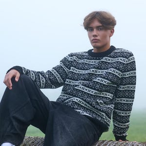 Suéter de lana Feroe para hombre: jersey noruego de punto nórdico