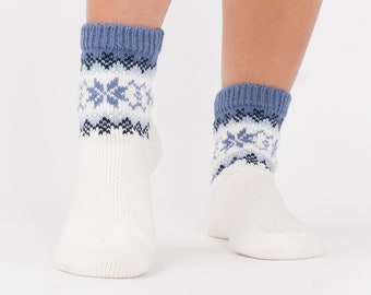 Knitted Wool Socks: Estonian Jacquard Warm Winter Socks