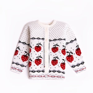 Wool kid&#39;s Cardigan With Strawberries