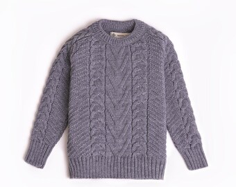 Maglione in lana intrecciata per bambini - Maglione bianco lavorato a maglia