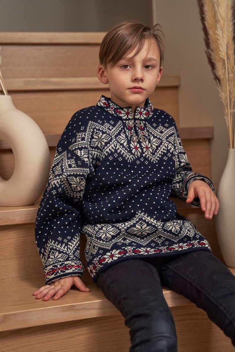 Wool Kid's traditional jumper, Knitted Sweater For Kids image 1