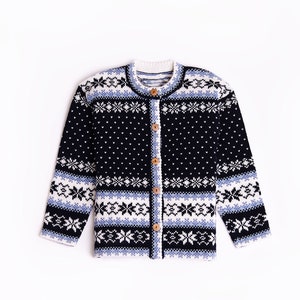 Cardigan pour enfant 100 % laine, cardigan avec ornement pour enfant Navy