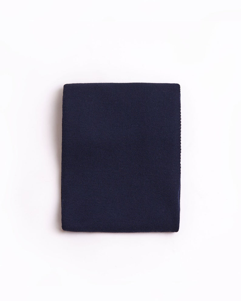 Merino Wool Scarf, Knitted Soft Scarf Navy