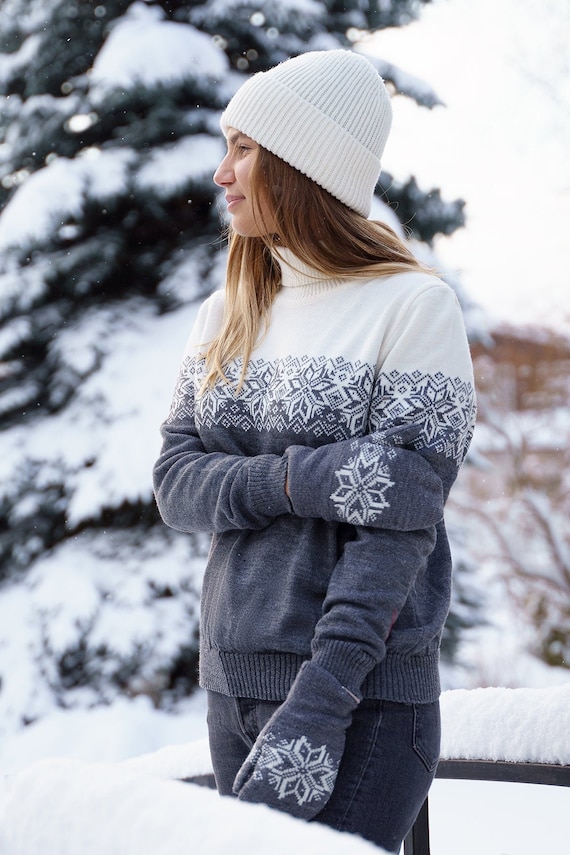 Merino Wool High Neck Sweater, Unisex Wool Pullover, Nordic Turtleneck Sweater