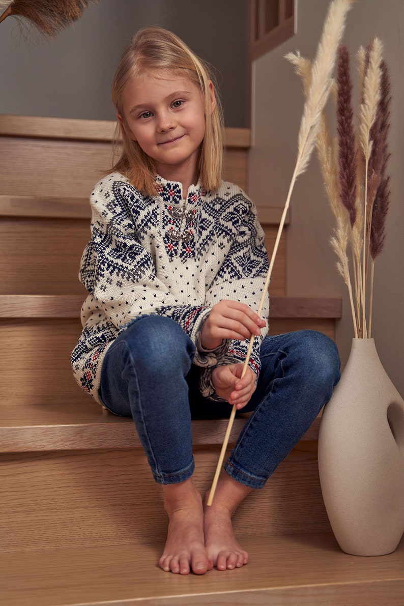 Wool Kid's traditional jumper, Knitted Sweater For Kids image 3