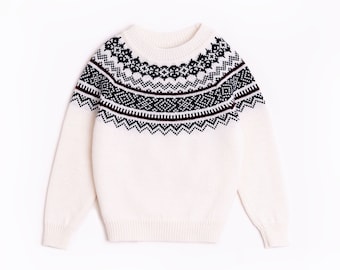 Knitted Wool kid's Sweater, Nordic Crew Neck Sweater For Kids