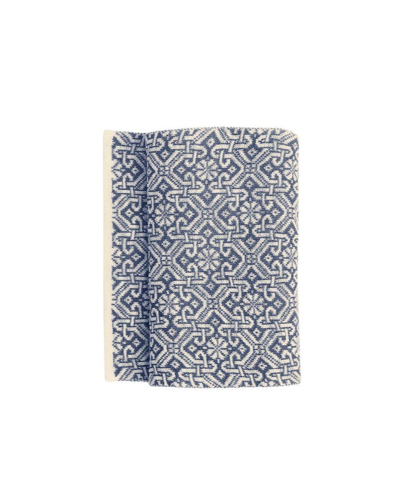 Bufanda de jacquard de lino y algodón: chal nórdico de punto estonio Light Blue