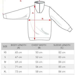 Peut inclure: Un tableau des tailles pour un v&ecirc;tement avec des mesures de longueur du corps, de largeur de poitrine et de longueur des manches en centim&egrave;tres. Le tableau comprend les tailles XS, S, M, L, XL, XXL et 3XL.