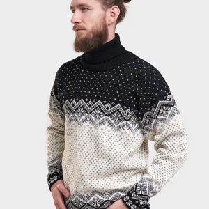 Wool Turtleneck Sweater For Men, Knitted High Neck Sweater