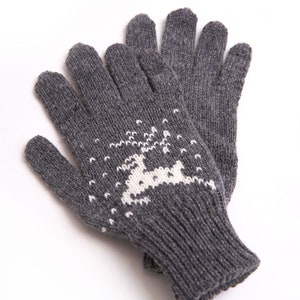 Wool Gloves With Reindeers, Christmas Gift, Unisex Winter Gloves image 5