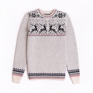 Women’s Sweater – Wool Blend – Loose Fit – Round Neck – Festive Knit Pattern main image 1