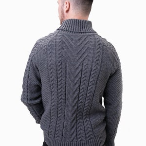 wool sweater for men, grey knitted sweater with turtleneck for men