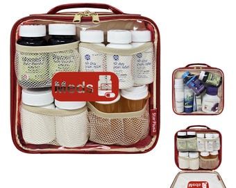 Bolsa organizadora mediana de PVC transparente con dos compartimentos para pastillas