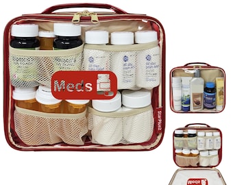 Bolsa organizadora grande de PVC transparente con 2 compartimentos para pastillas