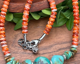 Campitos Turquoise and Spiny Oyster Shell Necklace