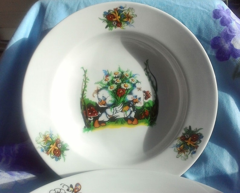 Children/'s dinner plate set duckling baby shower gift porcelain duck sympathy gift son father daughter gift baby gift with birds