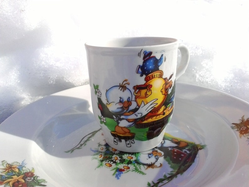 Children/'s dinner plate set duckling baby shower gift porcelain duck sympathy gift son father daughter gift baby gift with birds