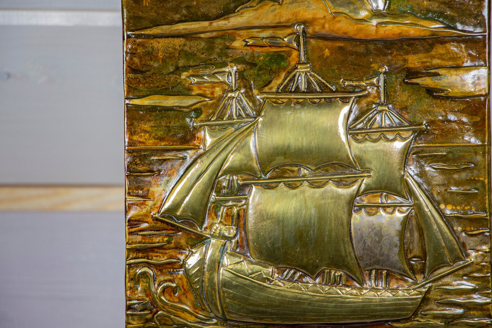 Vintage original sailing ship metal wall art / nautical home Etsy