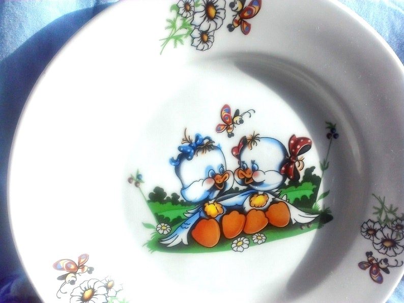 Children/'s dinner plate set duckling baby shower gift porcelain duck sympathy gift son father daughter gift baby gift with birds