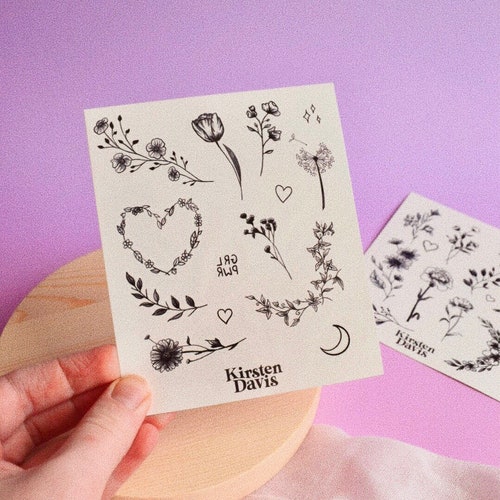 Girl Power Temporary Tattoo Sheet // 14 Designs // Botanical Etsy UK