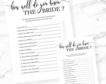 How Well Do You Know the Bride?-Who Knows the Bride-Rustic Bridal Shower Game-Hen Party Games-Templett-Instant Download-S100