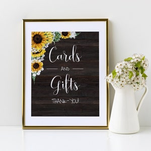 Cartes et cadeaux signe de mariage, signe de tournesol, signe de Table cadeau, signe de réception imprimable, téléchargement immédiat, Templett, S900