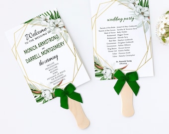 Tropical Wedding Program Template, Hawaiian Wedding Program, Tropical Ceremony Program Fan, Tropical Wedding Decor, Digital Download, TG100