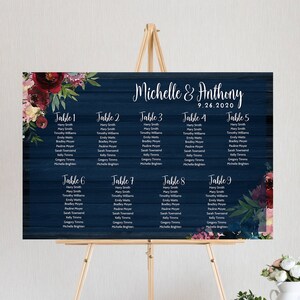 Navy Marsala Wedding Seating Chart Printable, Rustic Seating Chart, Reception Sign, Sunflower Sign, Seating Chart, Digital Download,RNMF1