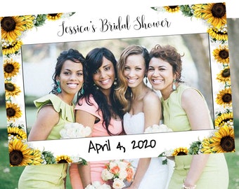 Editable Frame Photo Booth Frame Templett C32 Printable Sunflower Photo Frame Prop Instant Download Sunflower Bridal Shower Photo Prop