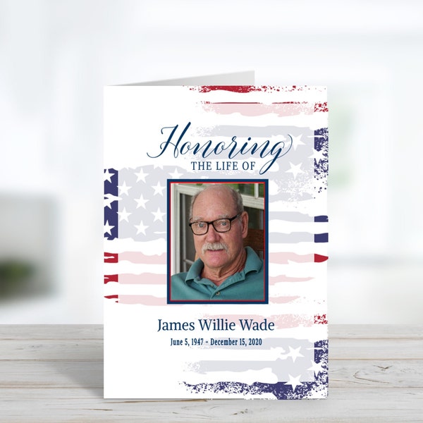 Veteran Funeral Program Military Template-Celebration of Life-End of Watch - Military Memorial - Order of Service - Funeral Keepsake - SMFC1