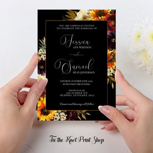 Sunflower Wedding Invitation Template-Rustic Wedding Decor-Fall Wedding Invitation-Printable Wedding Invite-Digital Download-Templett-SBFL2