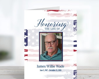 Veteran Funeral Program Military Template-Celebration of Life-End of Watch - Military Memorial - Order of Service - Funeral Keepsake - SMFC1