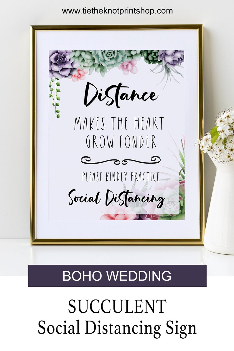 Covid Wedding Sign Su100 Succulent Social Distance Sign Printable Bridal Shower Sign Boho Wedding Decor Paper Invitations Announcements Efp Osteology Org