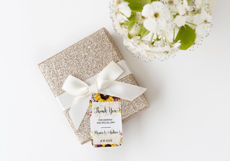 Sunflower Gift Tag Template Fall Wedding Decor Rustic Etsy