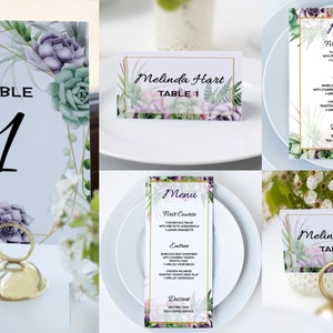 Succulent Wedding Place Card Template, Printable Wedding Name Cards ...