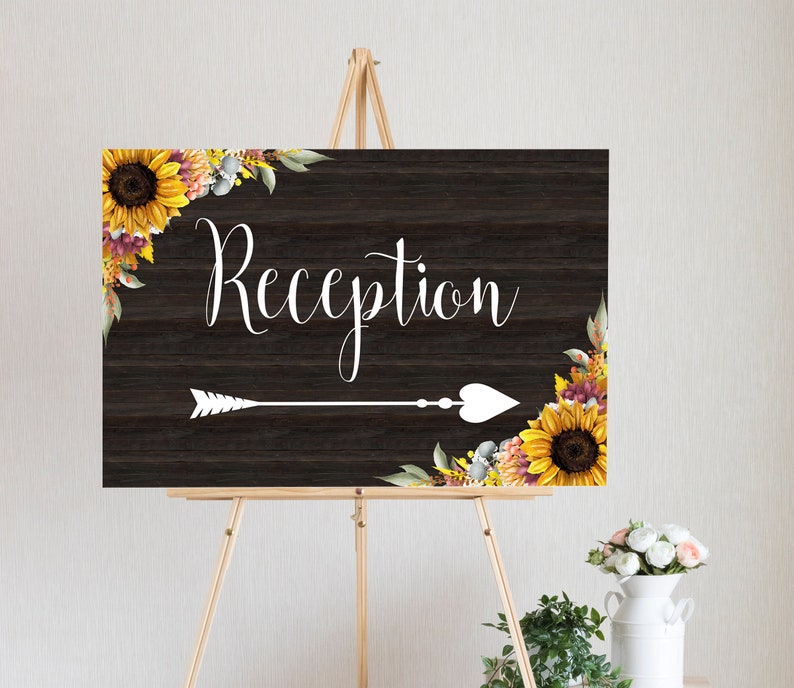 Sunflower Wedding Reception Sign PrintableSunflower Wedding image 0