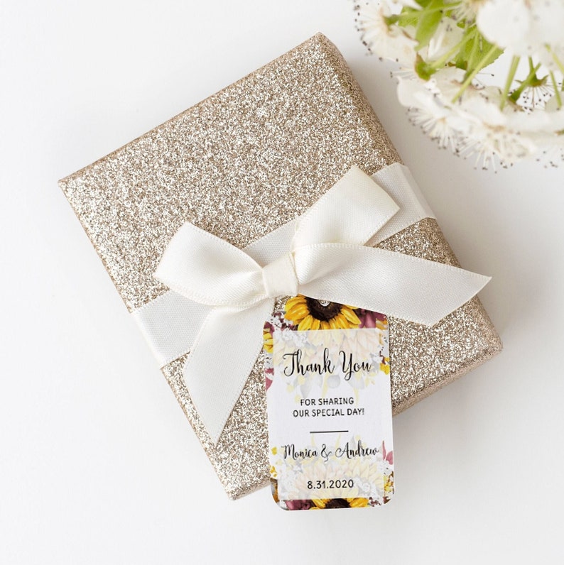 Sunflower Gift Tag Template Fall Wedding Decor Rustic Etsy