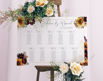 Sunflower Wedding Seating Chart Printable, Rustic Seating Chart, Reception Sign,Fall Wedding Decor,Seating Chart,Digital Download,SBFW2