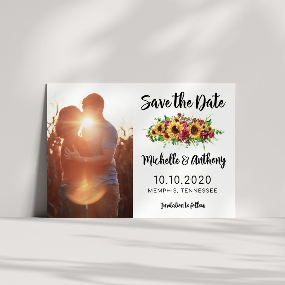 Sunflowers and Roses Save the Date Template Sunflower Save the Date ...
