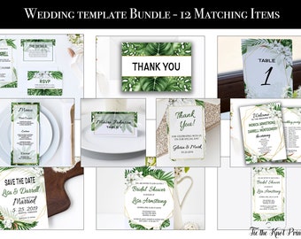 Set di modelli di matrimonio tropicale, stampabili della suite di inviti di nozze, set di inviti di nozze, set di matrimoni tropicali, download digitale, TG100