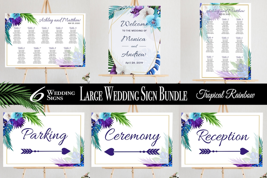 PRINTABLE Tropical Wedding Sign Bundle, Tropical Wedding Signs Set ...