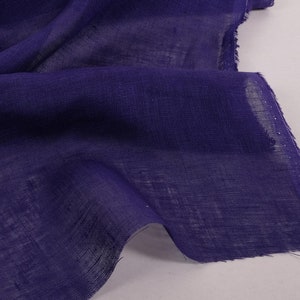 100% linen fabric Sheer Gauze transparent 110gsm. Dark purple for curtains, scarves, loose clothing. Sparse weaving