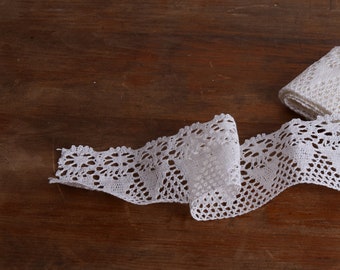 100 % Leinen Schnürsenkel 6.5cm/2.5inch breit, Herd Blumenspitze trim Meterware, Meterware. Dekorative trim, handgefertigt